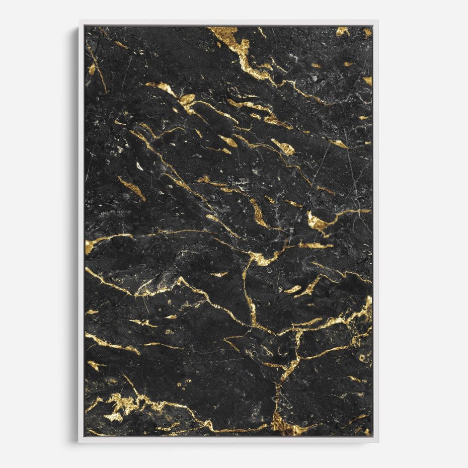 Obraz w ramie 80x120 - Egzotyczny Blask - marmur, złoto - rama biała