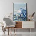 Obraz w ramie 70x100 - Majestat Błękitnych Szczytów - olejny obraz, górski pejzaż - rama czarna
