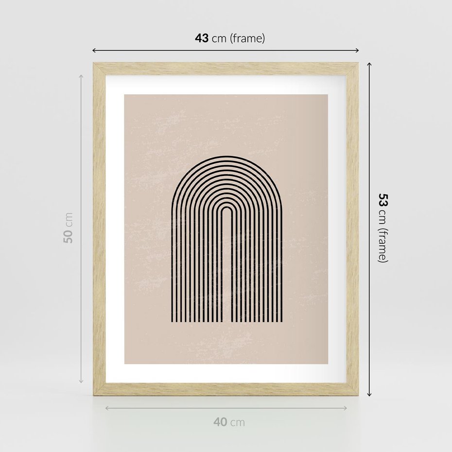 Plakat w ramie 40x50 - Migocące Echa - abstrakcyjne linie, geometria - rama drewno