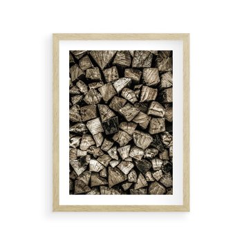 Plakat w ramie 50x70 - Piękno Drewna - belki drewna, drewno - rama drewno