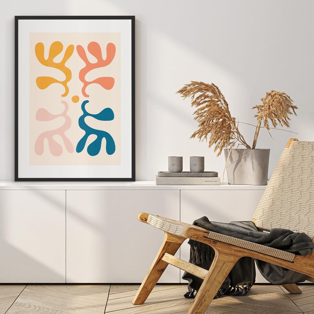 Plakat w ramie 40x50 - Migotliwe Akwarelowe Kontury - absrakcyjne dziwne formy, nowoczesny plakat - rama czarna