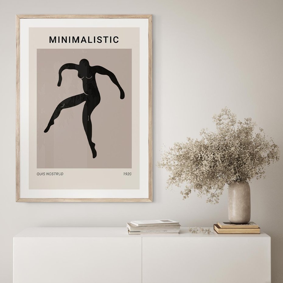 Plakat w ramie 30x40 - Sztuka Nowoczesności: Minimalistyczny Plakat - modern art, minimalistyczny plakat - rama drewno