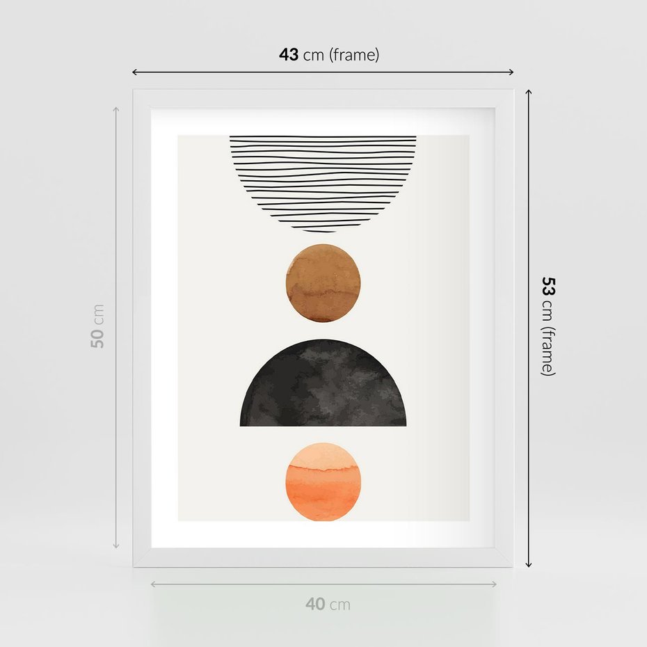 Plakat w ramie 40x50 - Geometryczna Przygoda - nowoczesna grafika, geometria - rama biała