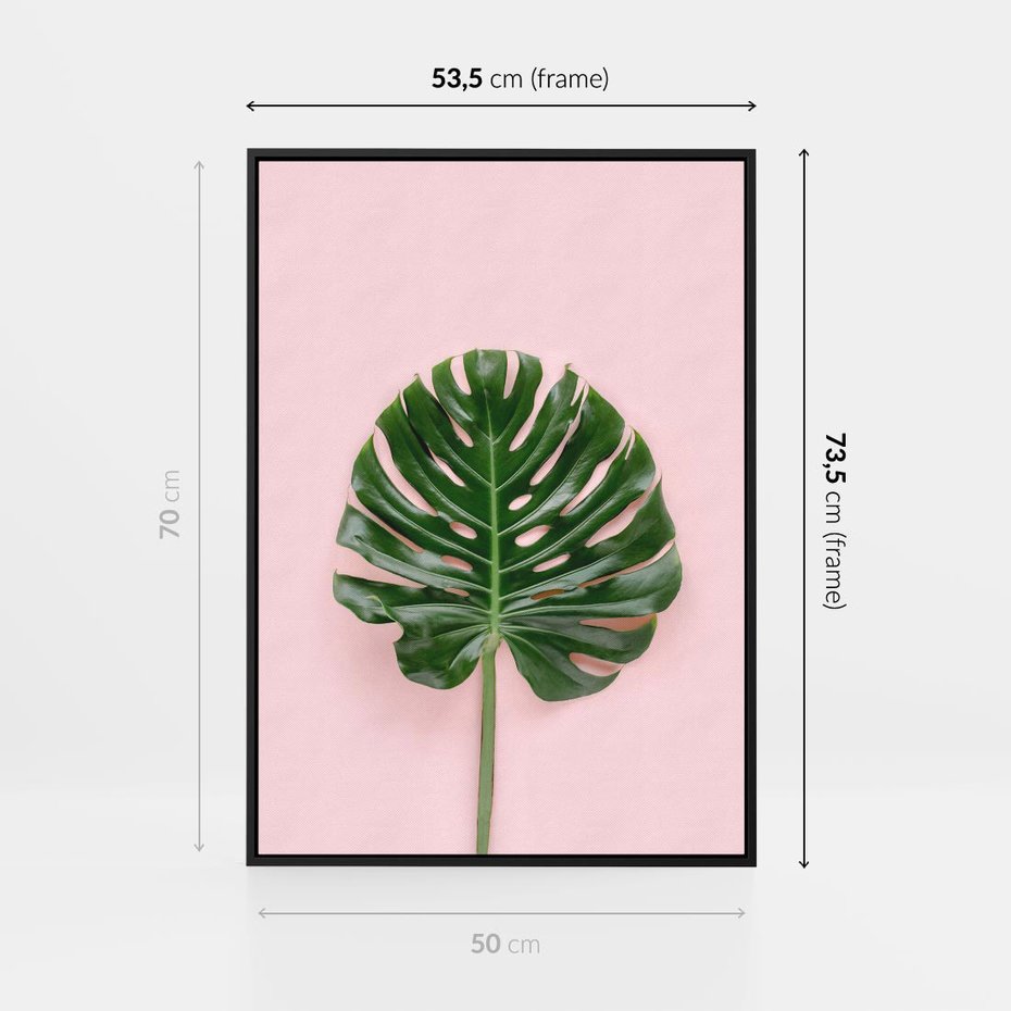 Obraz w ramie 50x70 - Egzotyczna Roślinność - liście, monstera - rama czarna