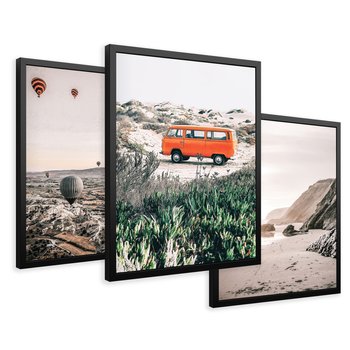 Zestaw obrazy w ramie 40x50 galeria - Boho, wan, pustynia, balony - rama czarna