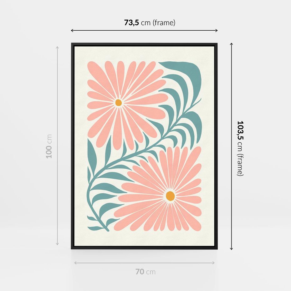 Obraz w ramie 70x100 - Kształtując Marzenia - kwiaty, sztuka nowoczesna - rama czarna