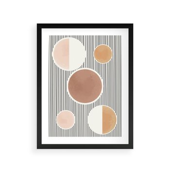 Plakat w ramie 40x50 - Rozplątane Granice - abstrakacyjna nowoczesna sztuka, koła okręgi - rama czarna