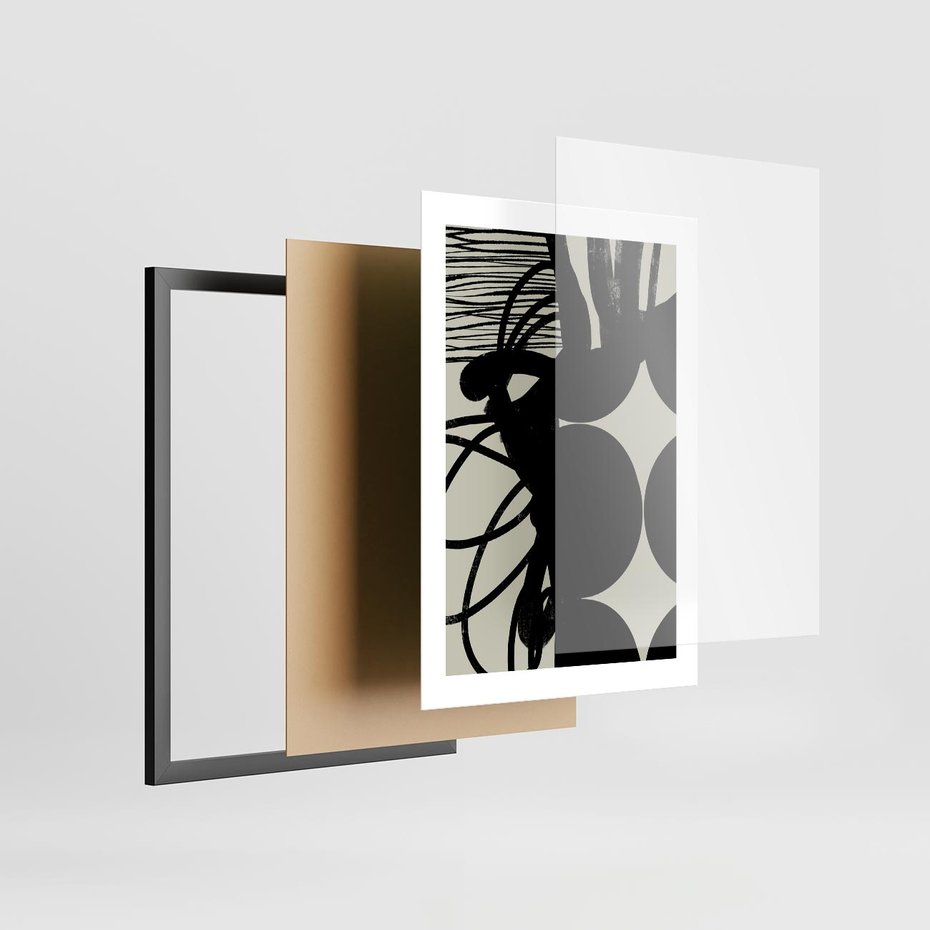 Plakat w ramie 30x40 - Modernistyczne Refleksje - abstrakcja, mroczny klimat - rama czarna