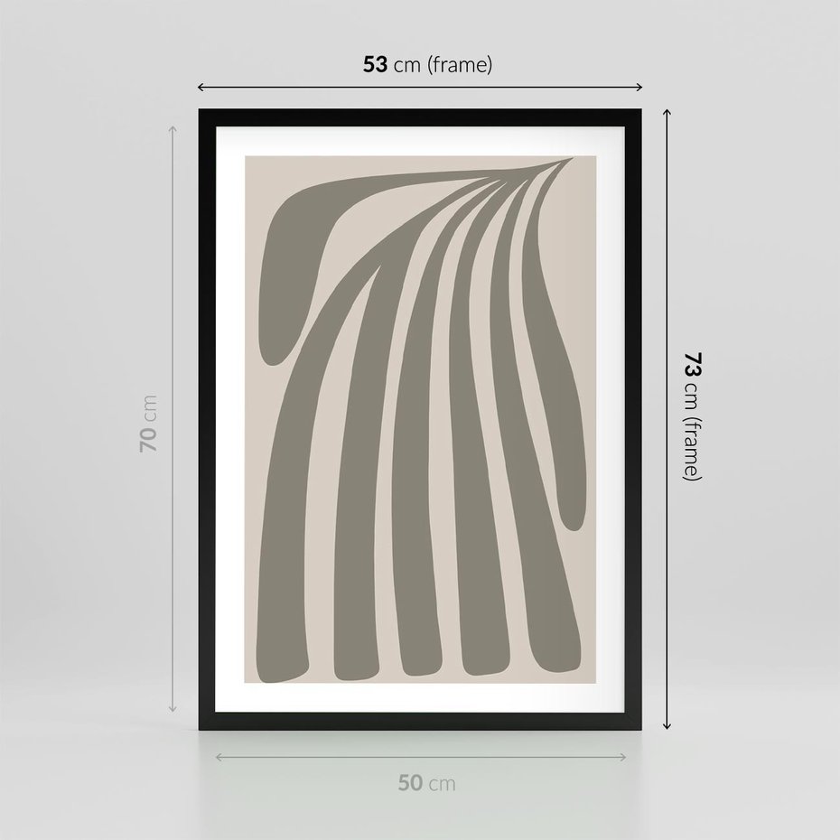 Plakat w ramie 50x70 - Beżowa Delikatność - nowoczesna sztuka, plakat modern - rama czarna