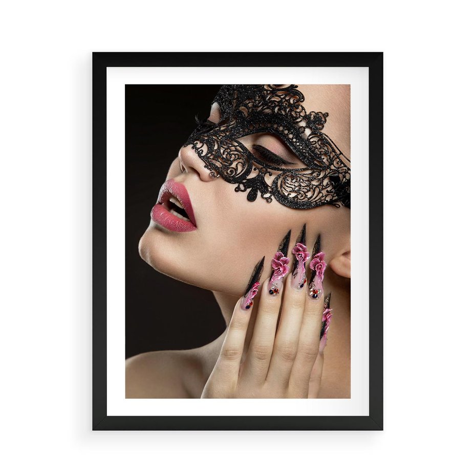 Plakat w ramie 50x70 - Piękno na tipsach - beauty, manicure - rama czarna