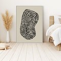 Obraz w ramie 70x100 - Nowoczesne Odbicia Wnętrza - boho plakat, czarne kropki kreski - rama biała