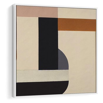 Obraz w ramie 80x80 - Nowoczesne Brązy - geometryszne pasy, nowoczesny styl - rama biała