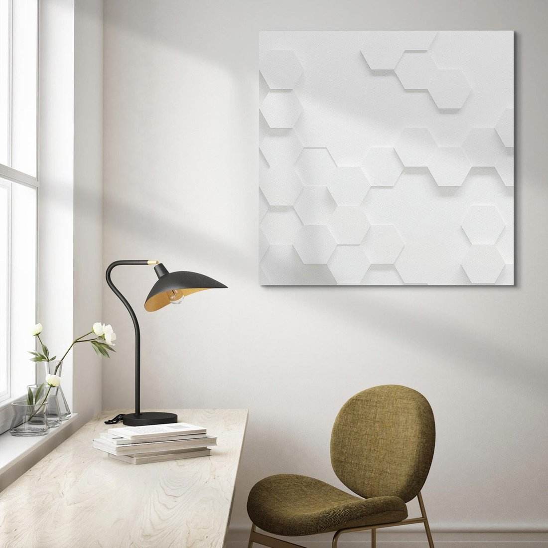 Obraz na płótnie 40x40 - Przestrzenne Zabawy - geometryczne, 3D