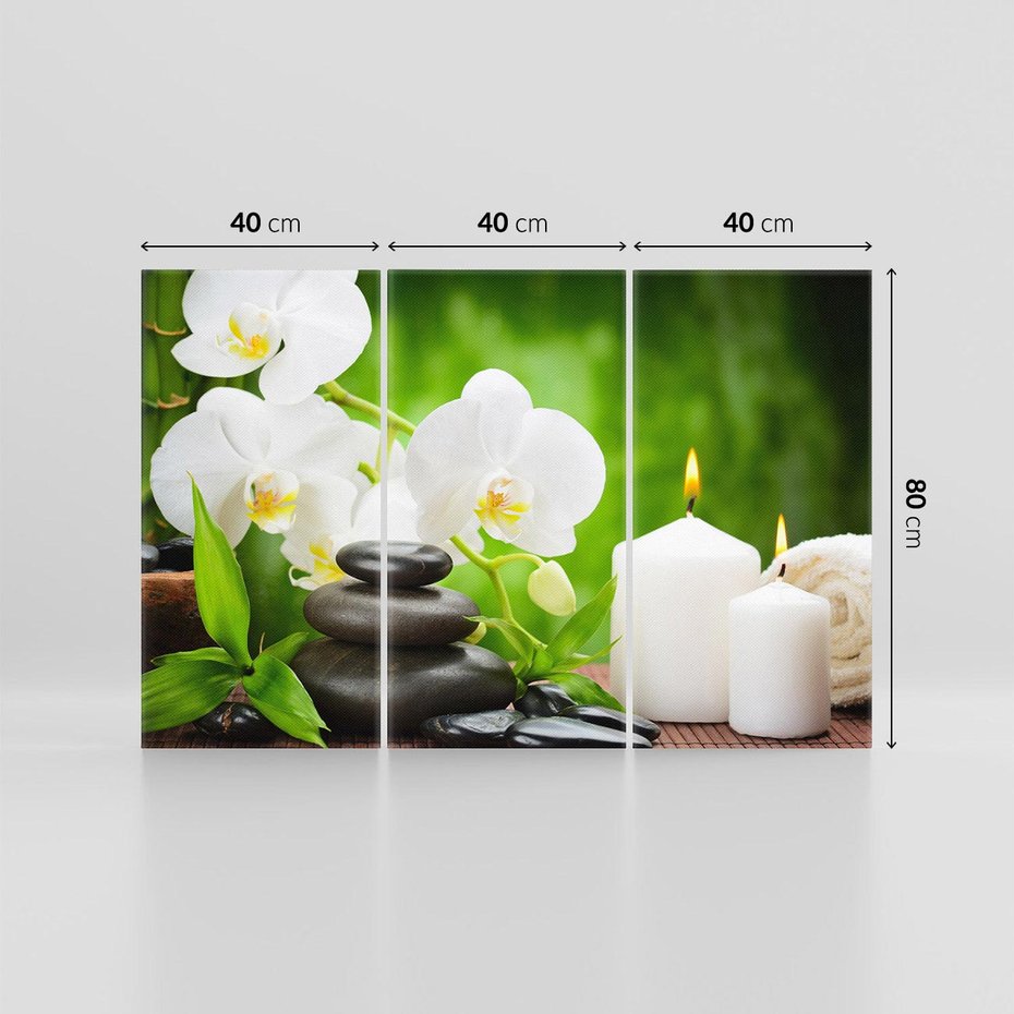 Obraz na płótnie 120x80 - Relaksacyjny SPA: masaż z kamieniami i kwiatami - SPA, masaż