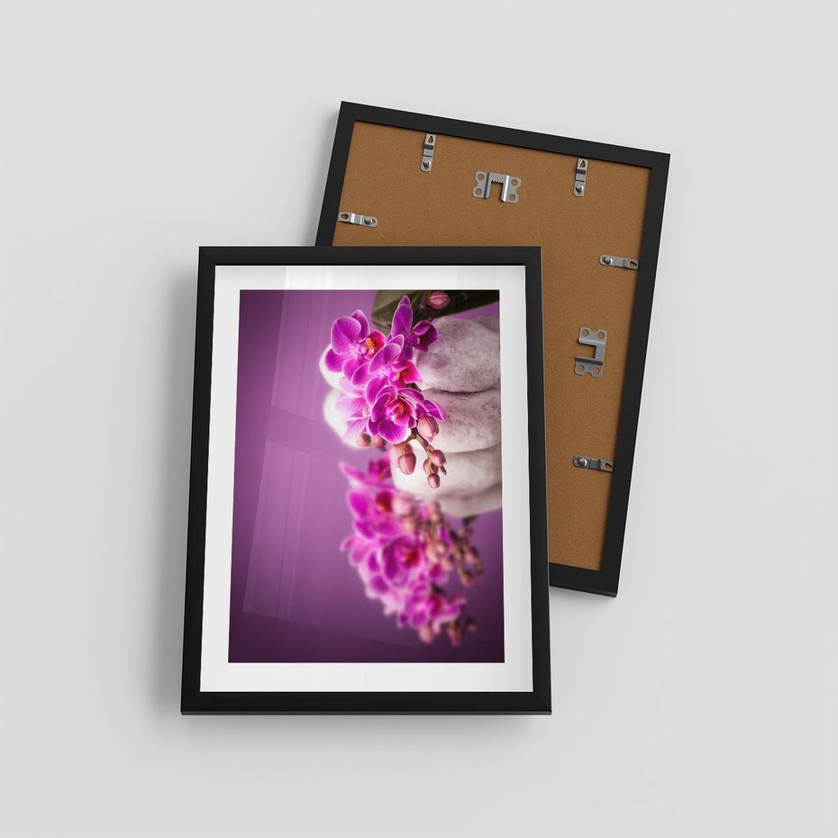 Plakat w ramie 30x40 - Relaksująca orchidea w spa - spa, orchidea - rama czarna