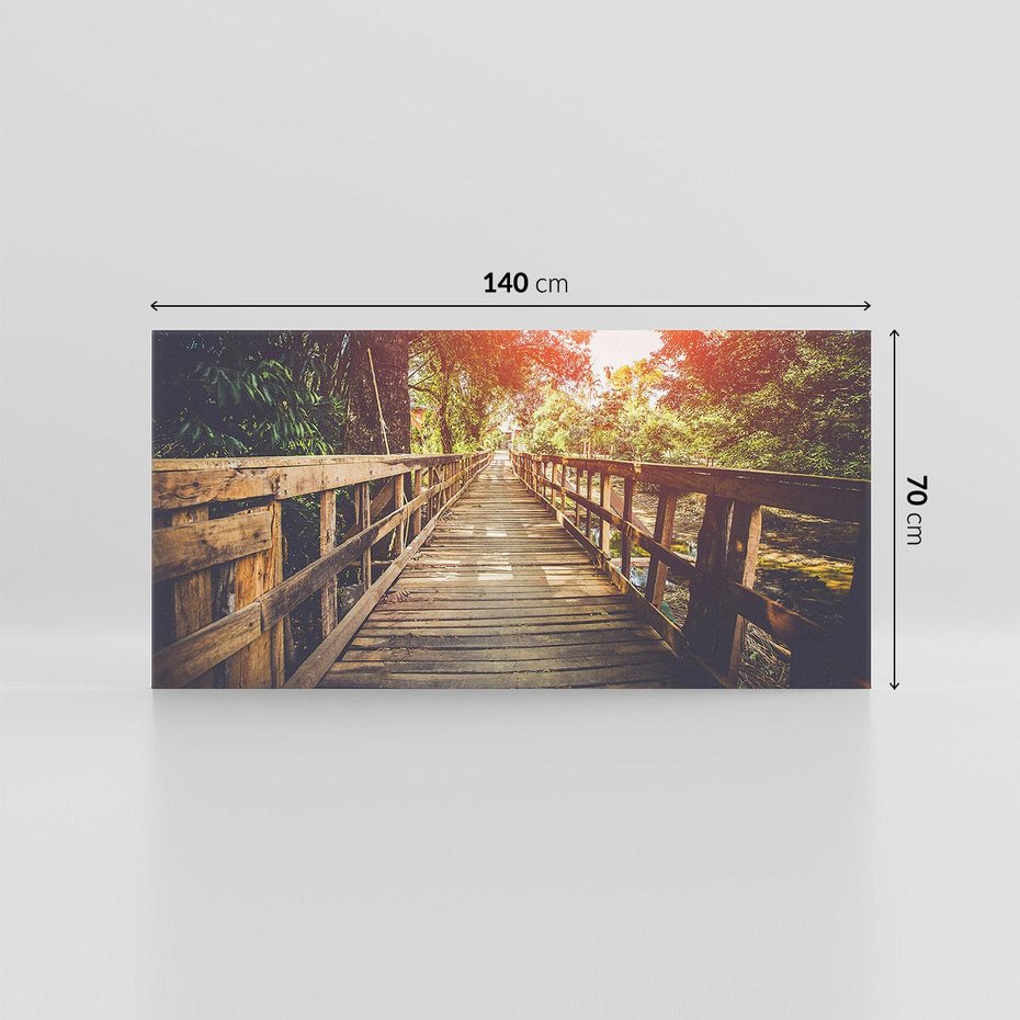 Obraz na płótnie 140x70 - Optyczne wrażenie na drewnianym moście - most, drewniany