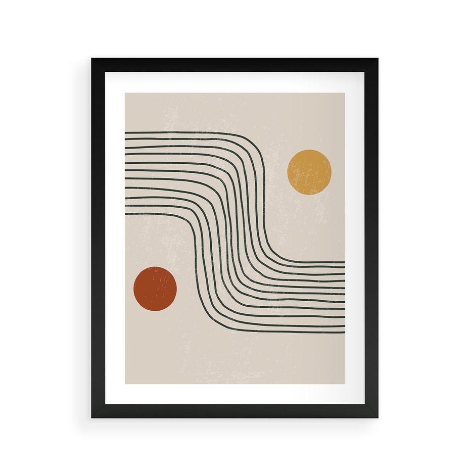 Plakat w ramie 40x50 - Czysta Refleksja - abstrakcyjna sztuka, boho kształty - rama czarna