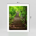 Plakat bez ramy 40x50 - Lasowa ścieżka pełna tajemnic - ścieżka, schody