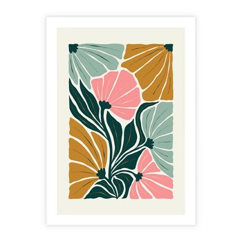 Plakat bez ramy 30x40 - Rozplątane Myśli - abstrakcyjna kompozycja, pastelowe kwiaty