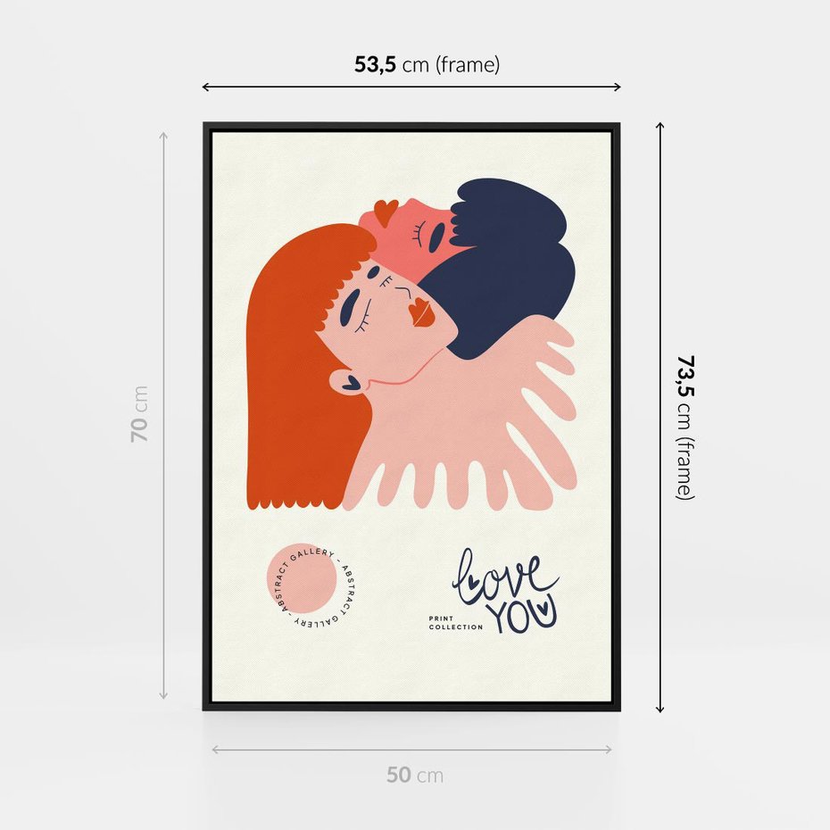 Obraz w ramie 50x70 - Rondo melancholii - para zakochanych, graficzny obraz - rama czarna