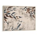 Obraz w ramie 120x80 - Refleksje liściowych barw - abstrakcyjne kształty, przypominają liście - rama drewno