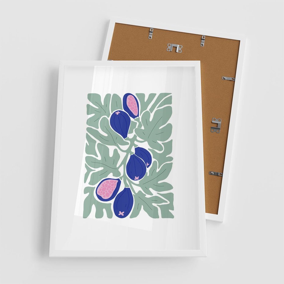 Plakat w ramie 50x70 - Figi Fioletu - figi, sztuka nowoczesna - rama biała