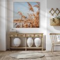 Obraz w ramie 80x80 - Wyraz Stylu - trawy, boho - rama drewno