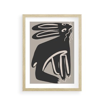 Plakat w ramie 30x40 - Konturujące Struktury - skandynawska sztuka, królik - rama drewno