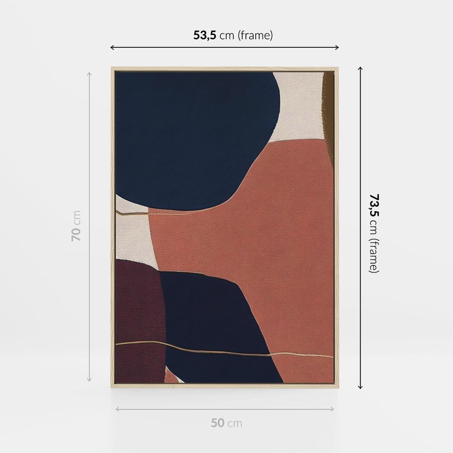 Obraz w ramie 50x70 - Abstrakt Marsala - nieregularne plamy, kształty - rama drewno
