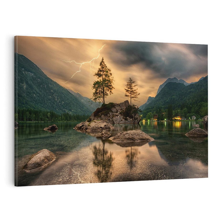 Obraz na płótnie 100x70 - Jezioro Górskie - Spotkanie z Naturą - jezioro, góry