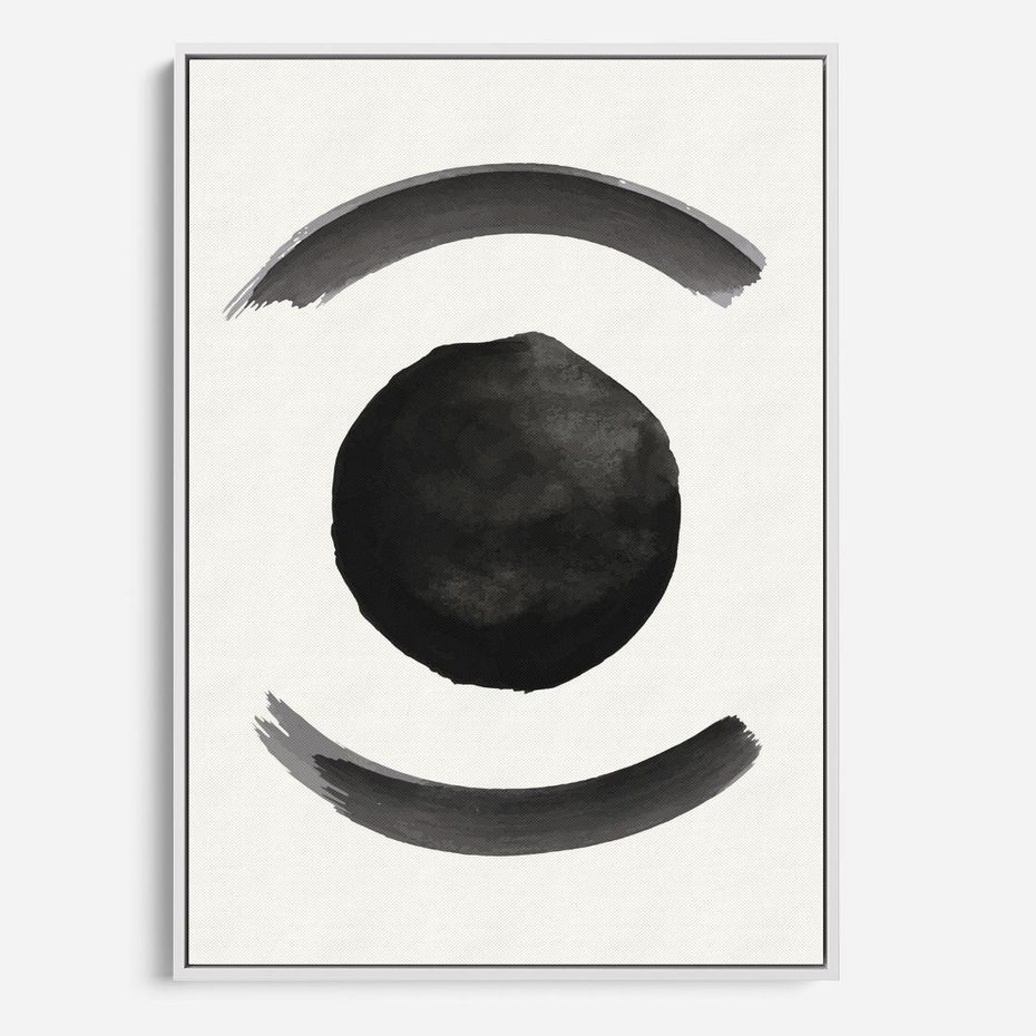 Obraz w ramie 70x100 - Bezczasowe Echo - abstrakcyjne plamy okręgi, akwarelowe - rama biała