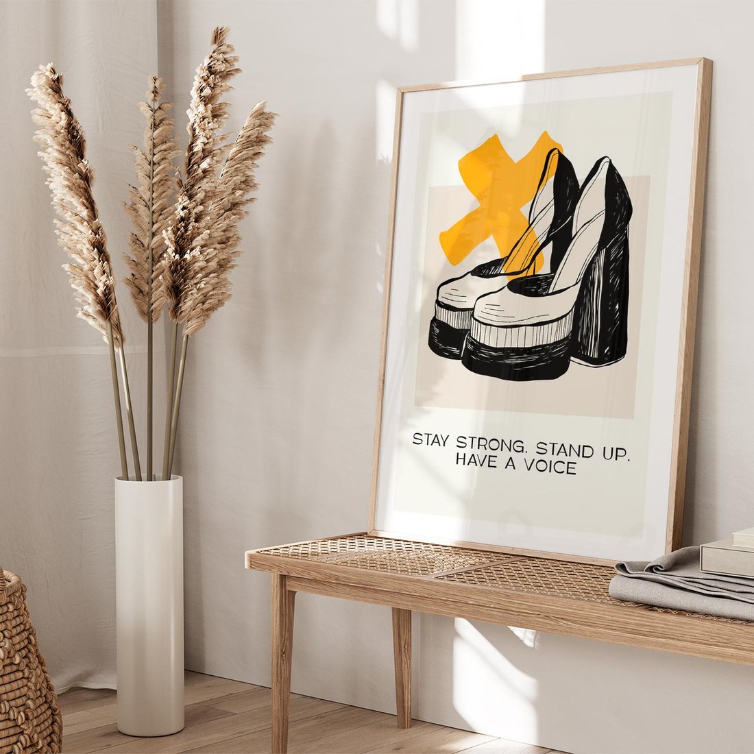 Plakat w ramie 30x40 - Kobiece Obcasy - plakat, minimalizm - rama drewno