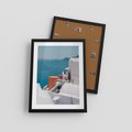 Plakat w ramie 30x40 - Magiczna Wyspa na Twojej Ścianie - Santorini, wyspa - rama czarna