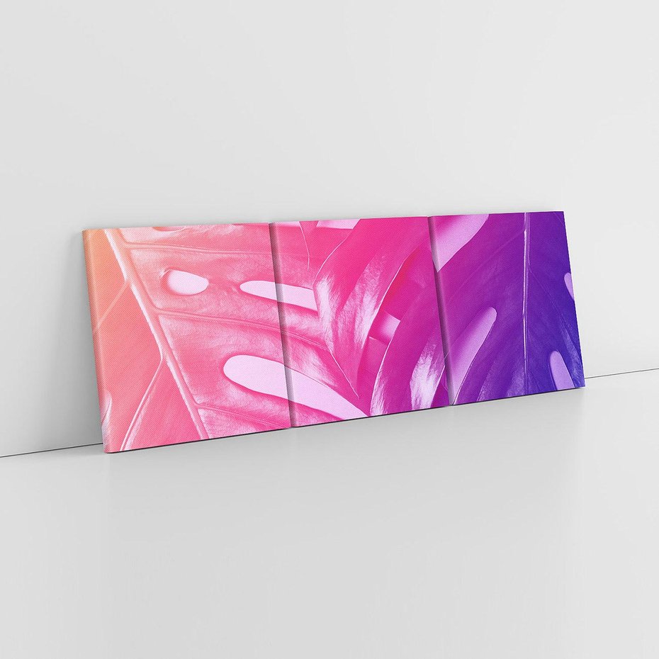 Obraz na płótnie 120x40 - Monstera Kwiaty Liście - monstera, kwiaty