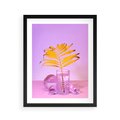 Plakat w ramie 40x50 - Minimalizm i Urok Natury - liście, pastele - rama czarna