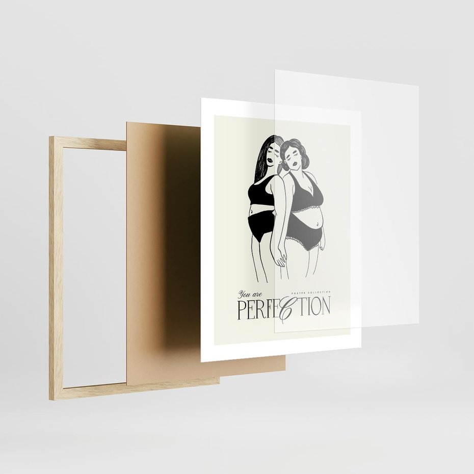 Plakat w ramie 40x50 - Siła i Wspólnota - nowoczesna sztuka kobieca, plakat - rama drewno
