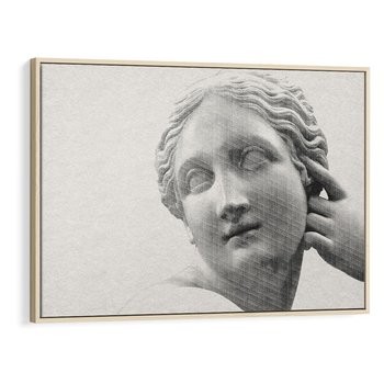 Obraz w ramie 70x50 - Szarość w Kamieniu - monochromatyczna marmurowa rzeźba, odcienie szarości - rama drewno