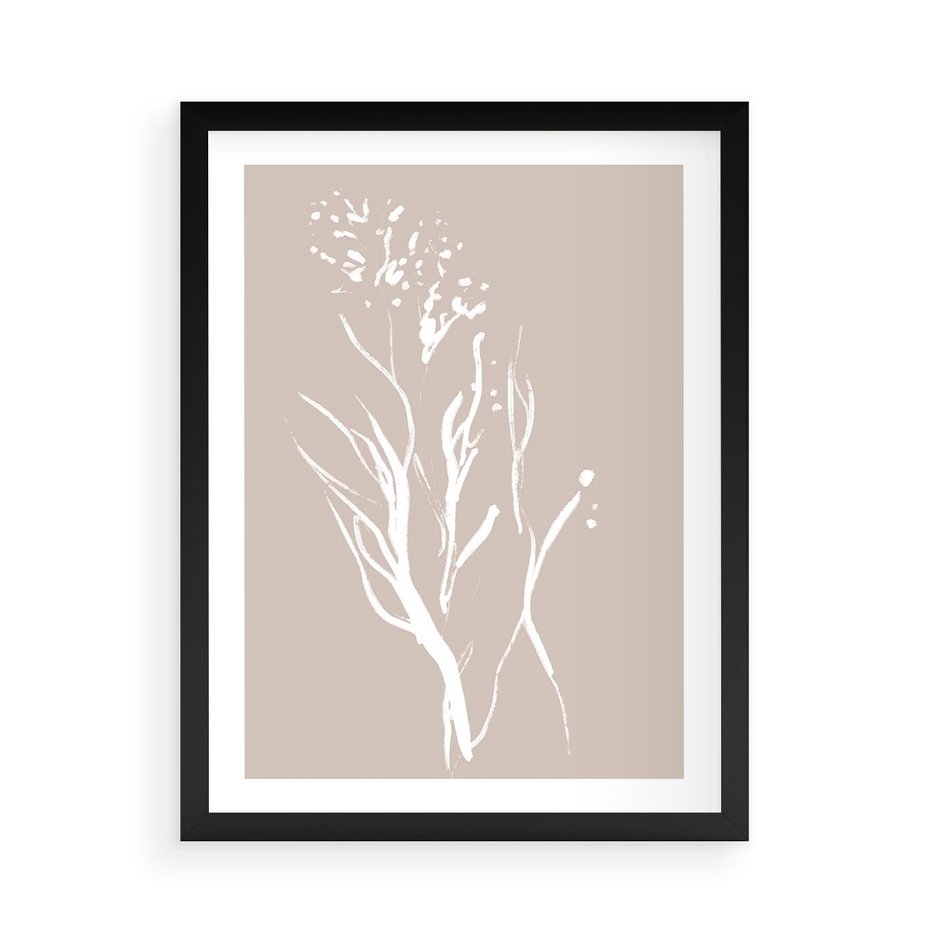 Plakat w ramie 50x70 - Impresje Pastelowych Nastrojów - minimalistyczny delikatny obraz, beżowe odcienie - rama czarna