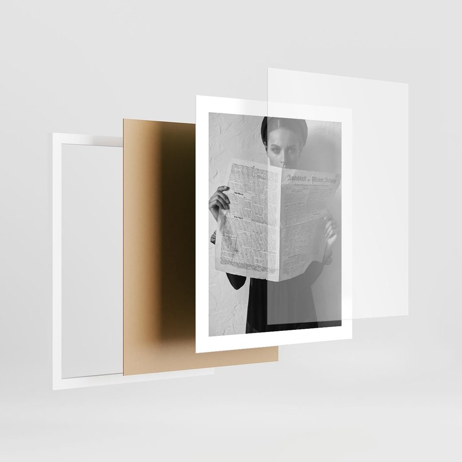 Plakat w ramie 40x50 - Nowe Wiadomości - retro zdjęcie, czarno białe - rama biała