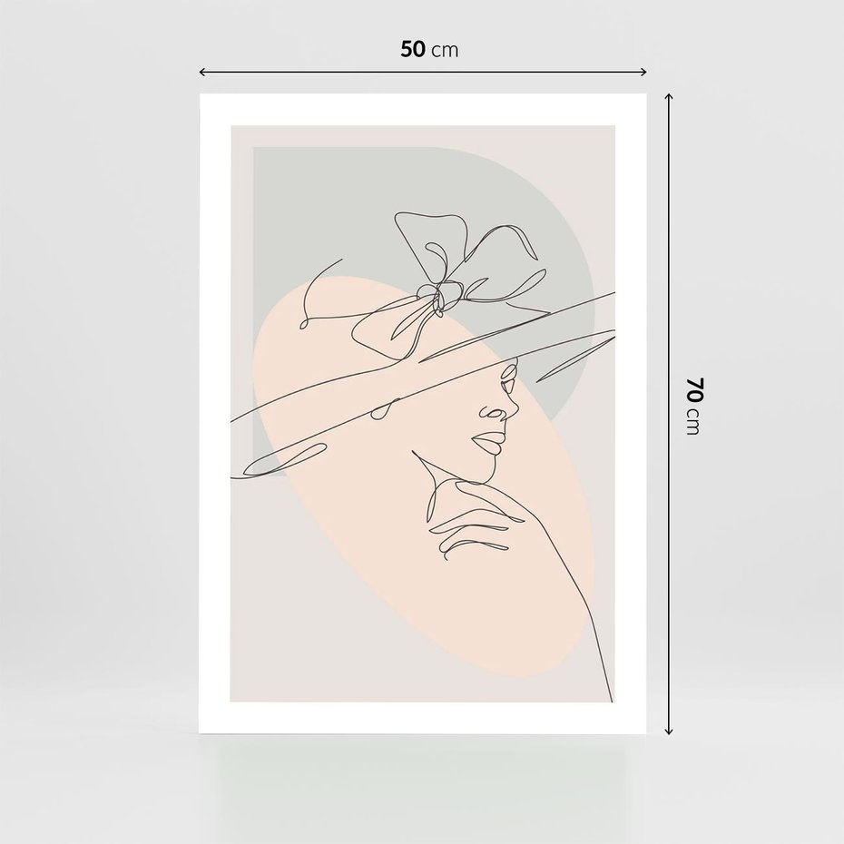 Plakat bez ramy 50x70 - Twarz Kobiety w Pastelach - minimalistyczna grafika, pastelowe tłó