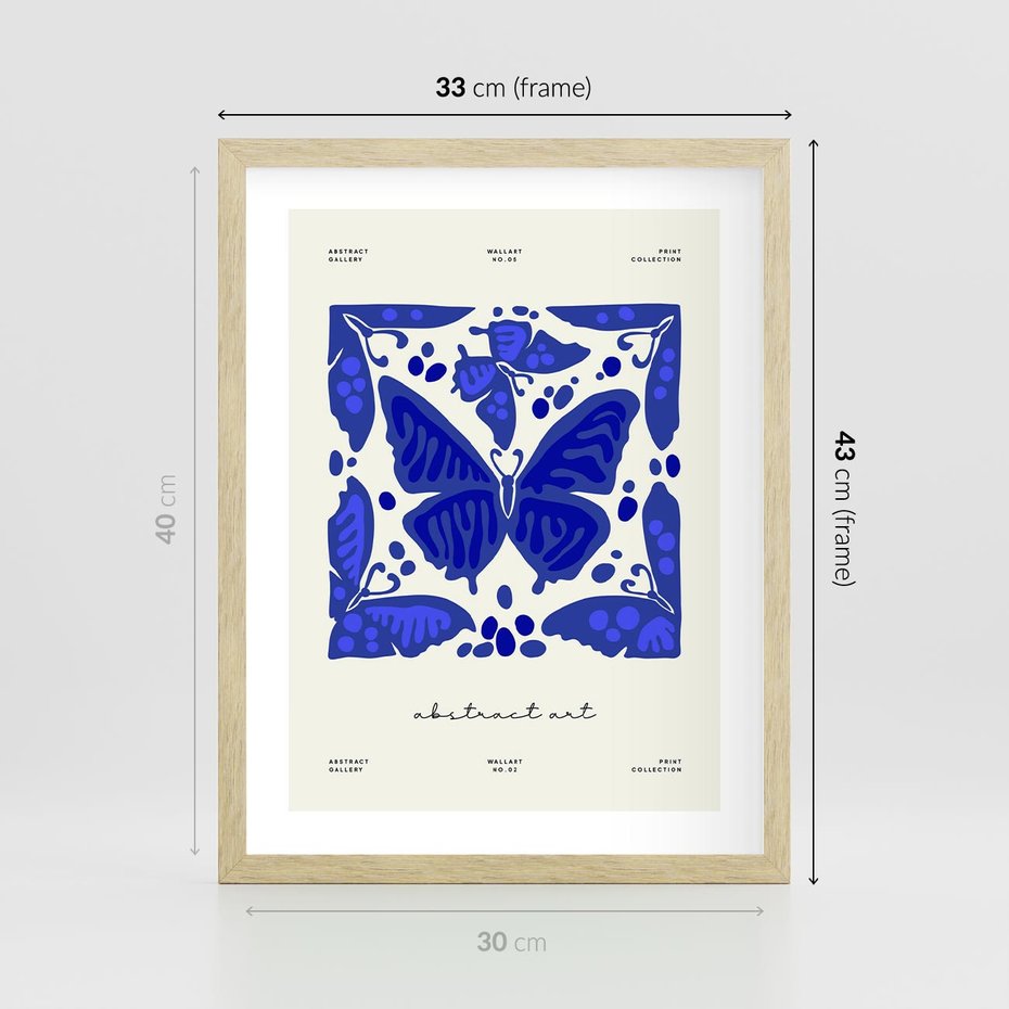 Plakat w ramie 30x40 - Wibracje Wnętrza - nowoczesny plakat, odcienie błękitu - rama drewno