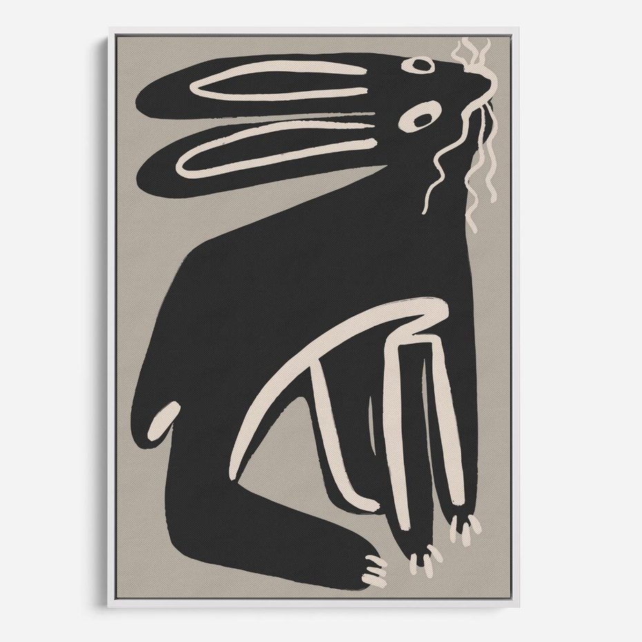 Obraz w ramie 50x70 - Konturujące Struktury - skandynawska sztuka, królik - rama biała