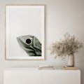 Plakat w ramie 30x40 - Poranek z Kawą - kawa, biała filiżanka - rama drewno