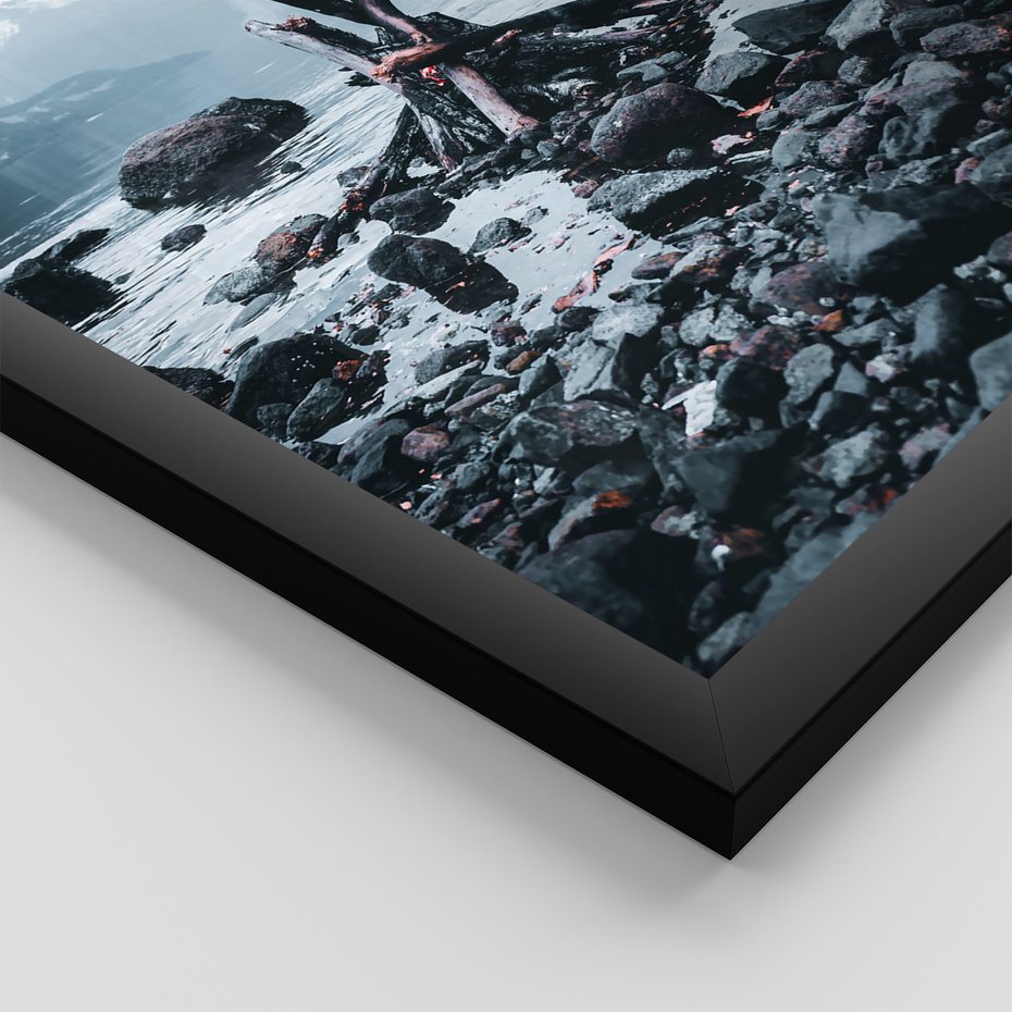 Zestaw obrazy w ramie 30x40 galeria - Zima, góry, suche, trawy, boho - rama czarna