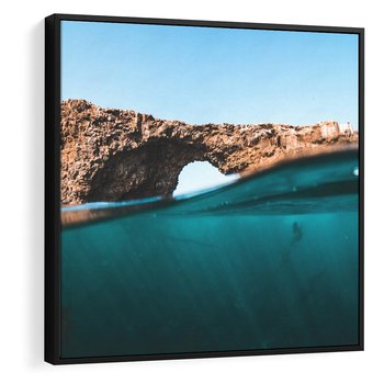 Obraz w ramie 50x50 - Tajemnicza Podwodna Kraina - fotografia, podwodna jaskinia - rama czarna