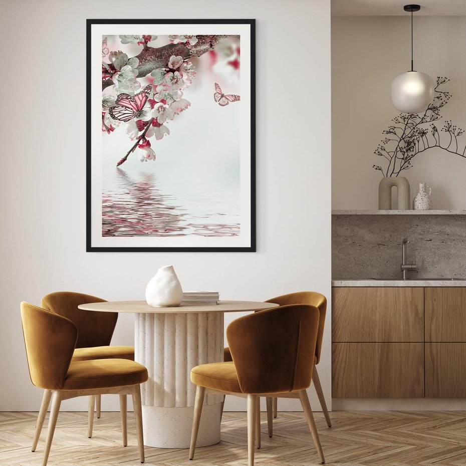 Plakat bez ramy 40x50 - Kwiatowa baśń z motylami - kwiaty, motyle