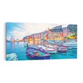 Obraz na płótnie 100x50 - Tańczące kolory zachodu - nadmorskie kolorowe miast, kolorowe budynki na brzegu