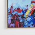 Obraz w ramie 50x70 - Paryska Wieża - olejny abstrakcyjny obraz, wieża eiffla - rama drewno
