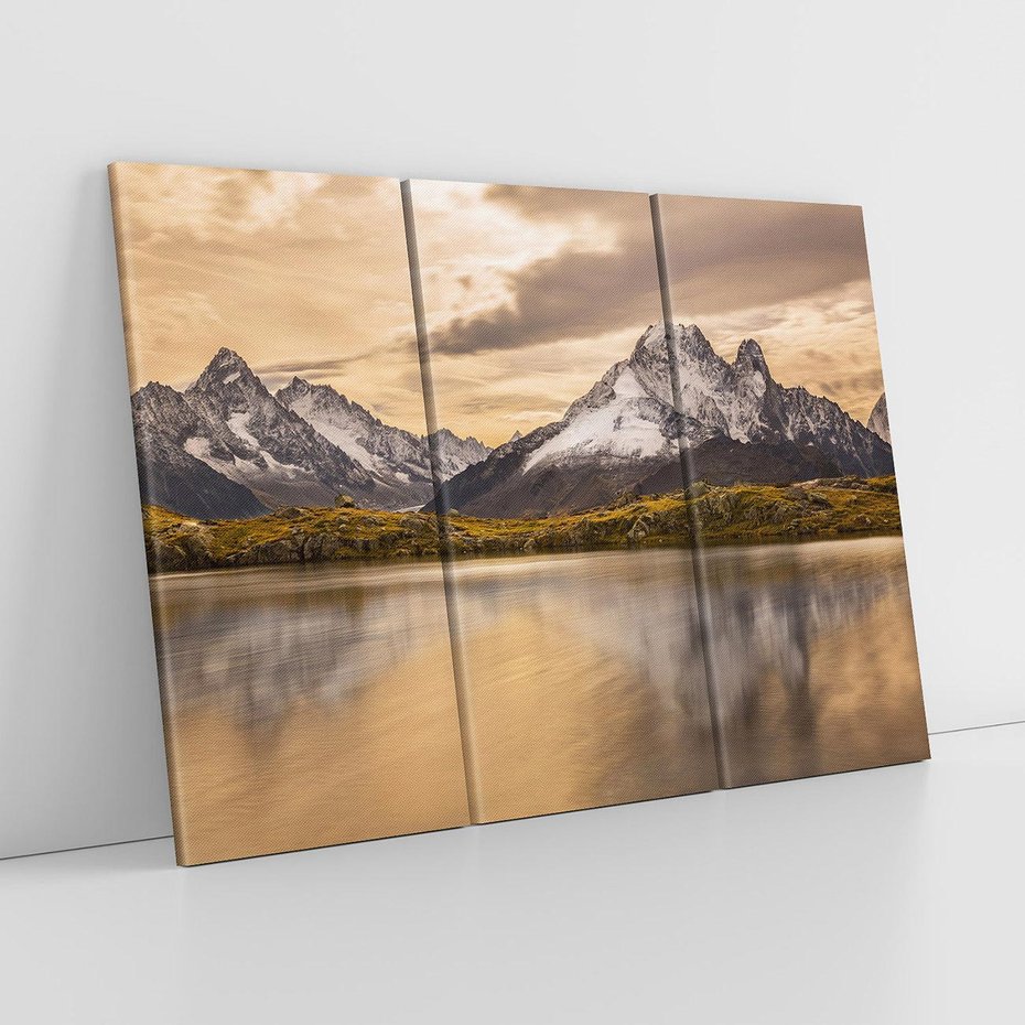 Obraz na płótnie 120x80 - Harmonia natury - góry, jezioro