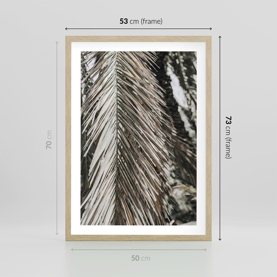 Plakat w ramie 50x70 - Egzotyczne Gałęzie - suche gałęzie, liście palmy - rama drewno